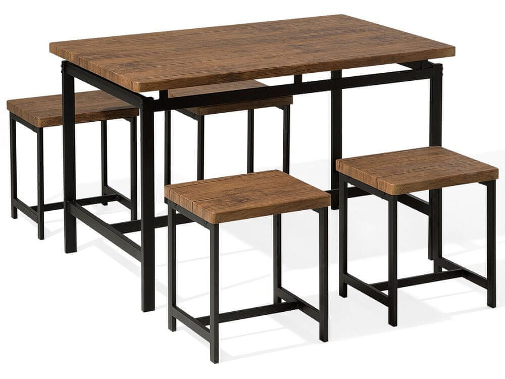 Beliani Jedálenská súprava stola a 4 stoličiek tmavé drevo/čierna ARLINGTON